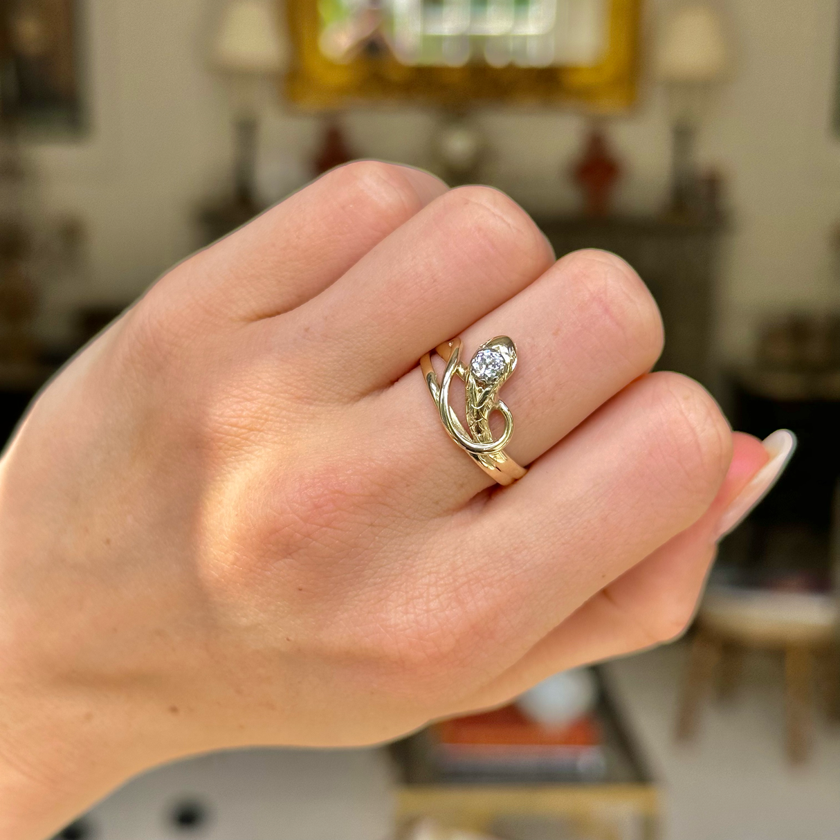 Victorian diamond snake ring