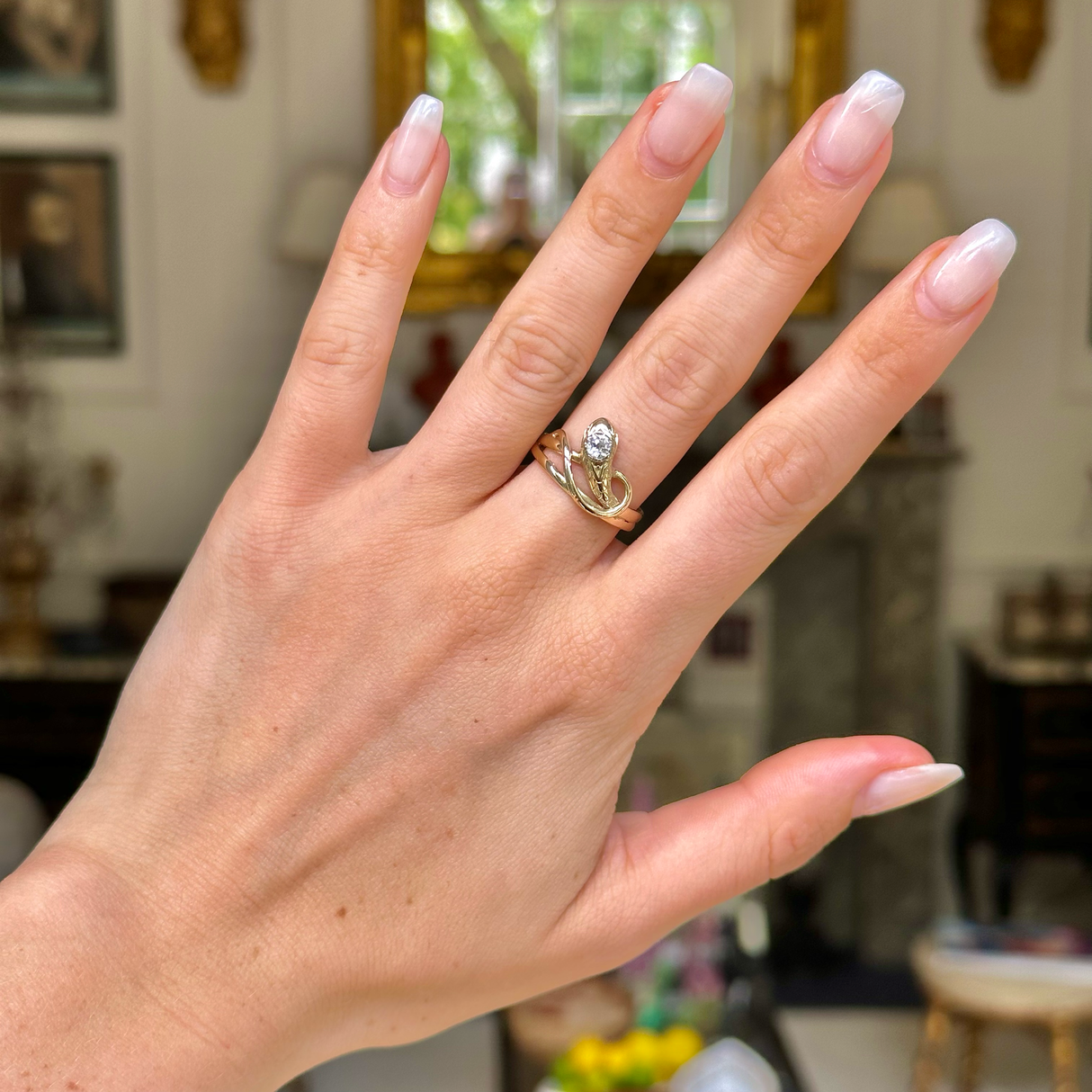 Victorian diamond snake ring