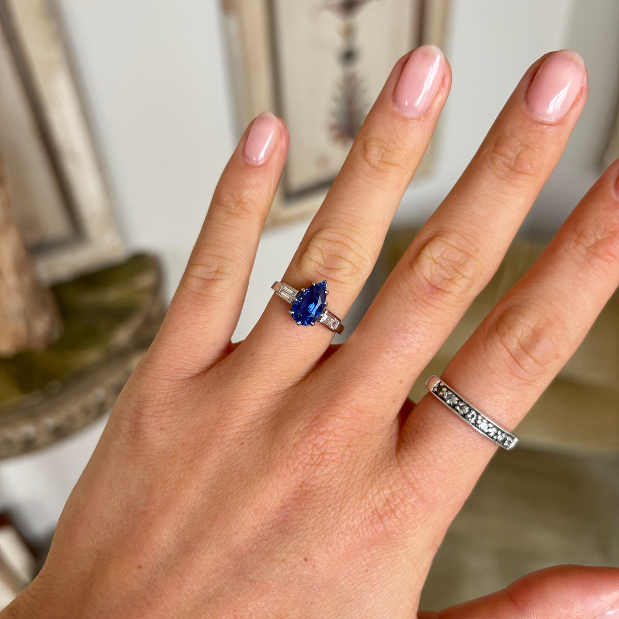 Vintage, 1940s sapphire & diamond ring