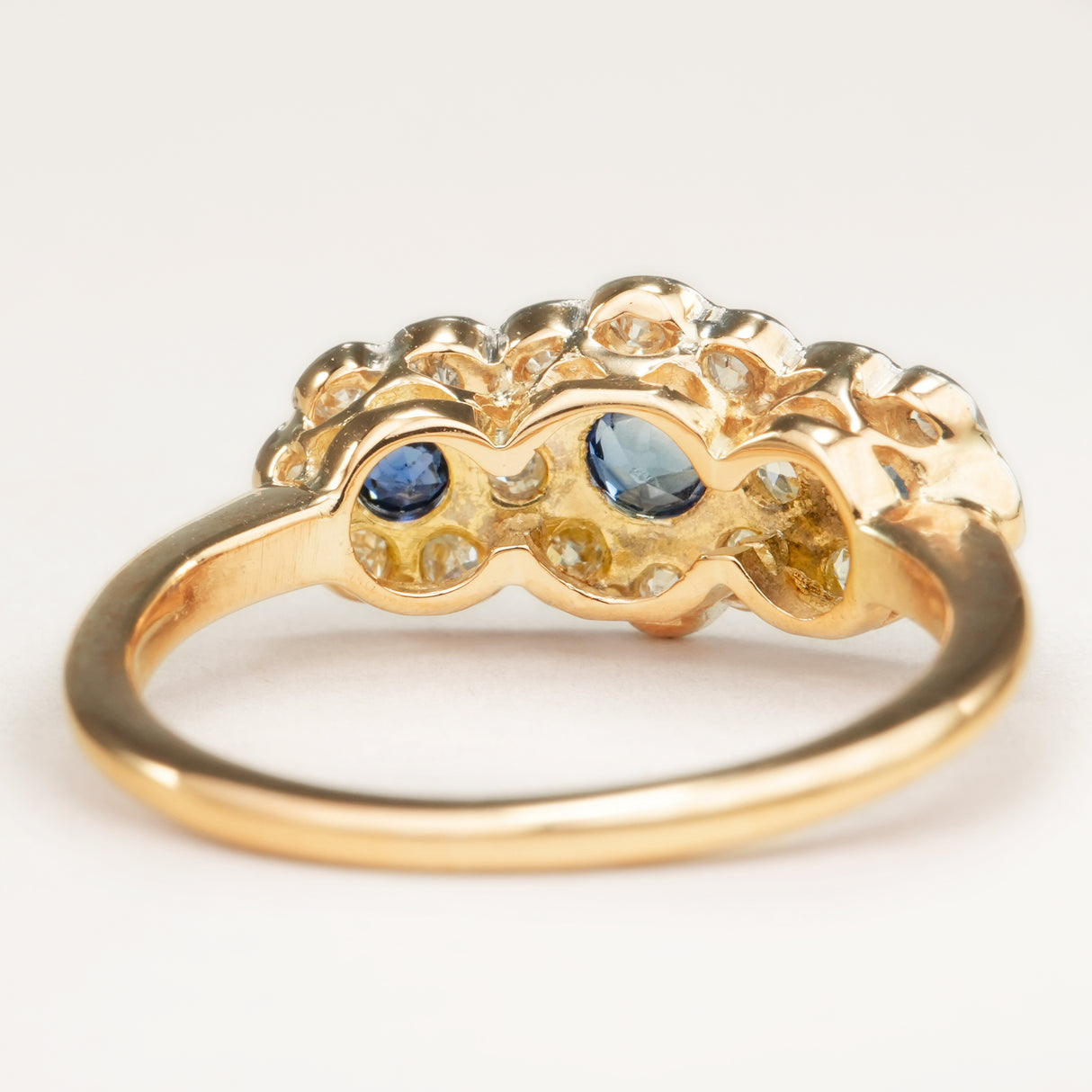 Antique, Edwardian sapphire and diamond triple cluster ring