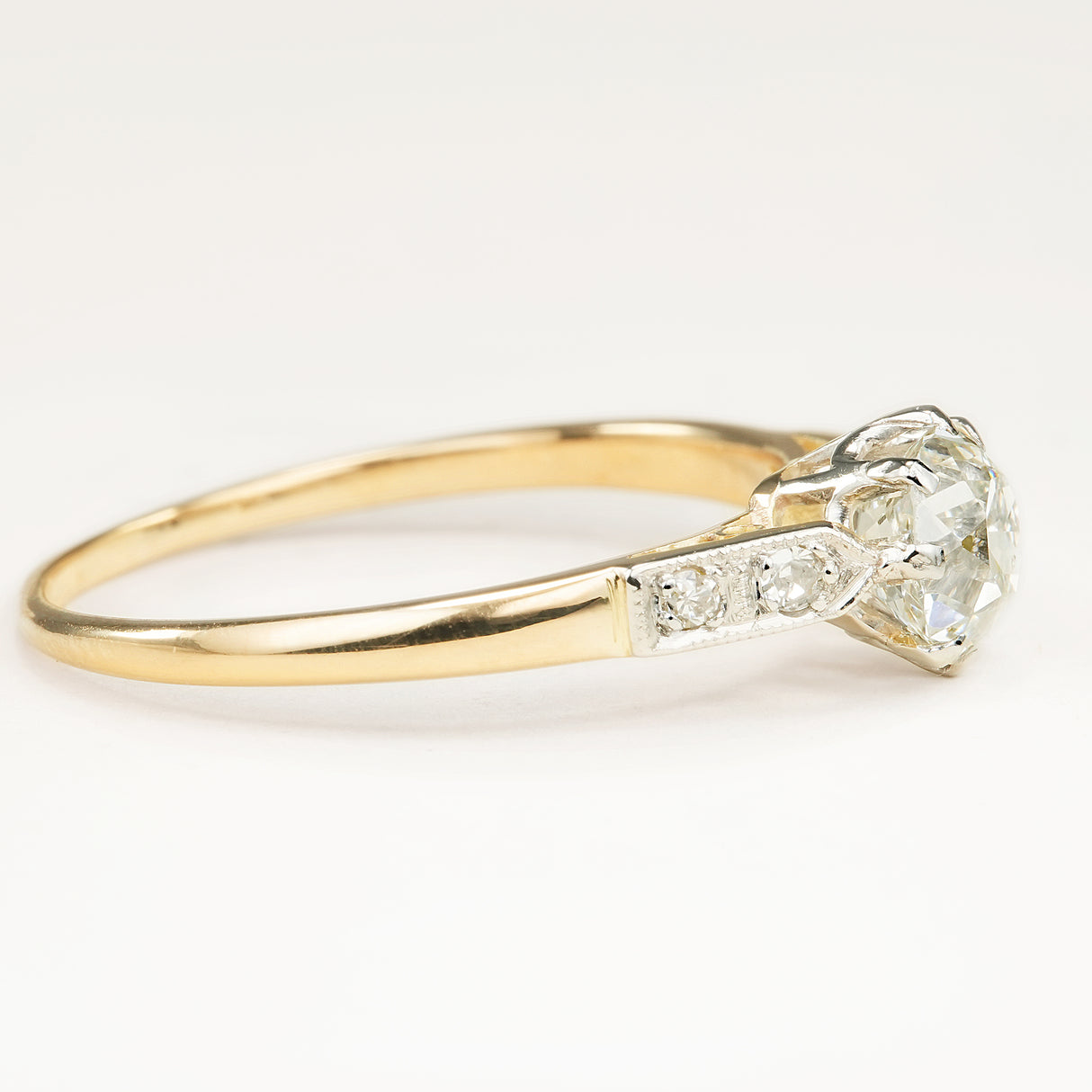 Antique, Edwardian 0.91ct old-cut diamond engagement ring