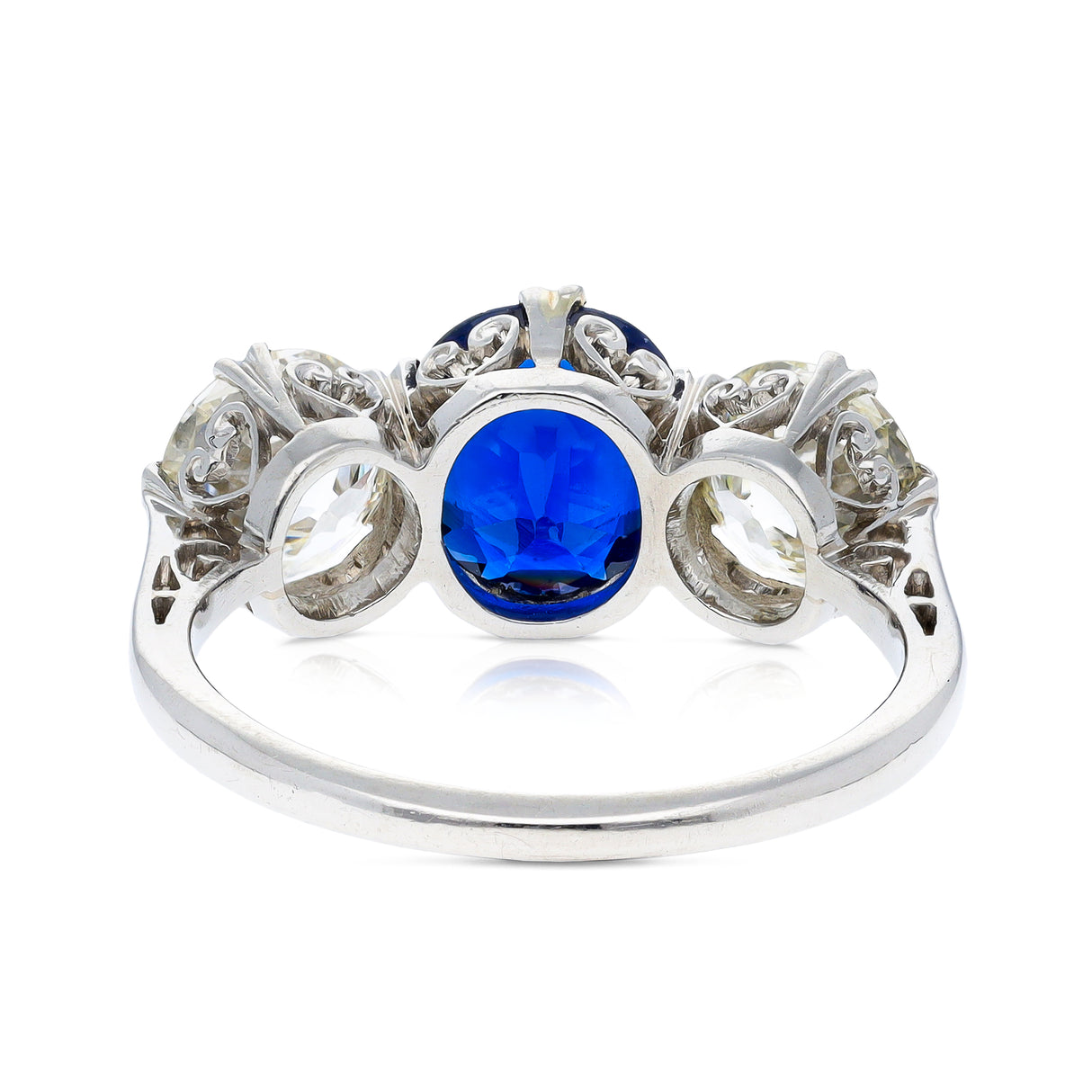 Edwardian, platinum, sapphire & diamond three-stone ring