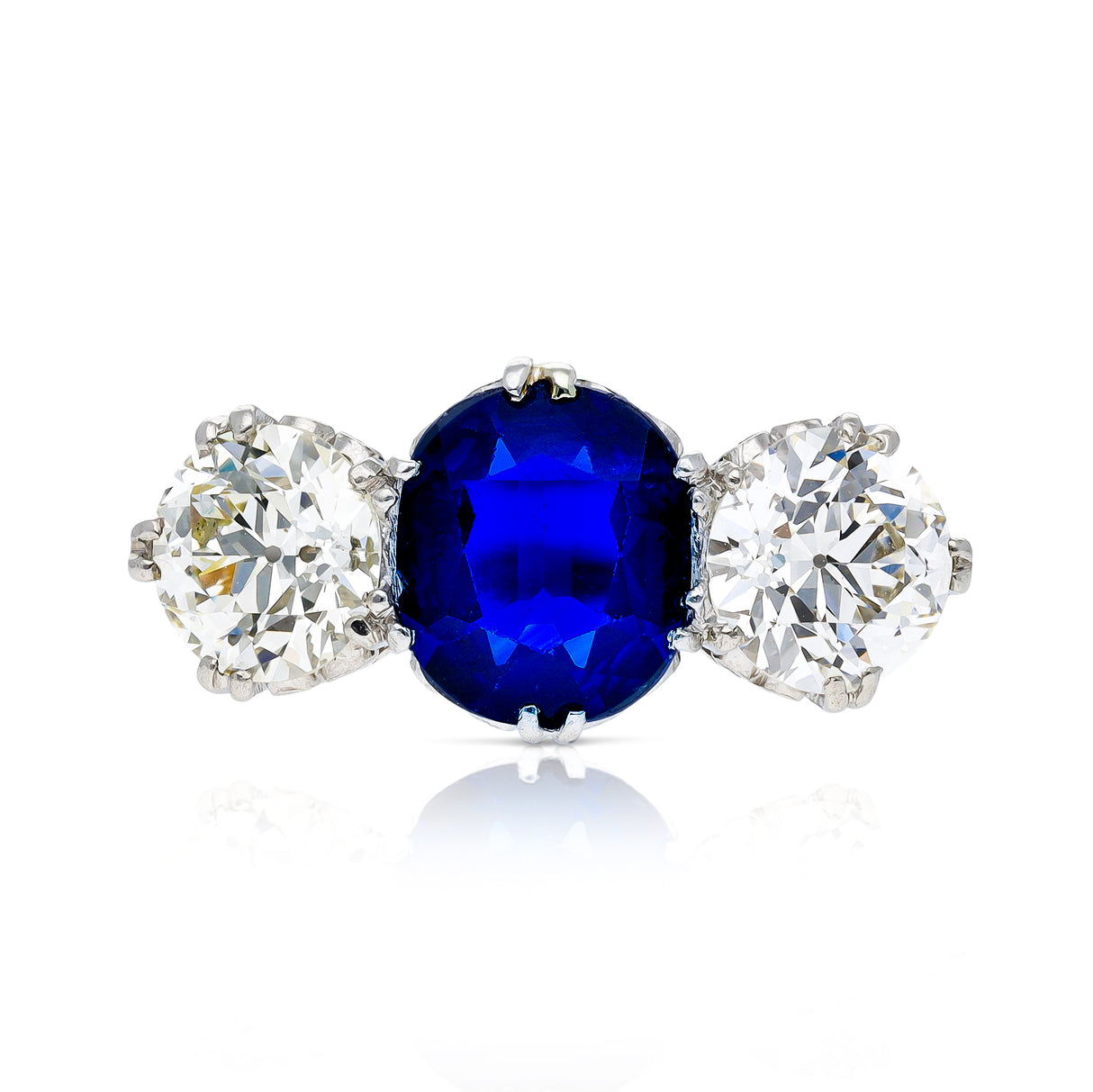 Edwardian, sapphire & diamond three-stone ring