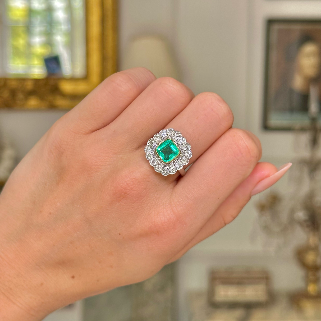 Art Deco, 1920s, platinum, emerald and diamond ring