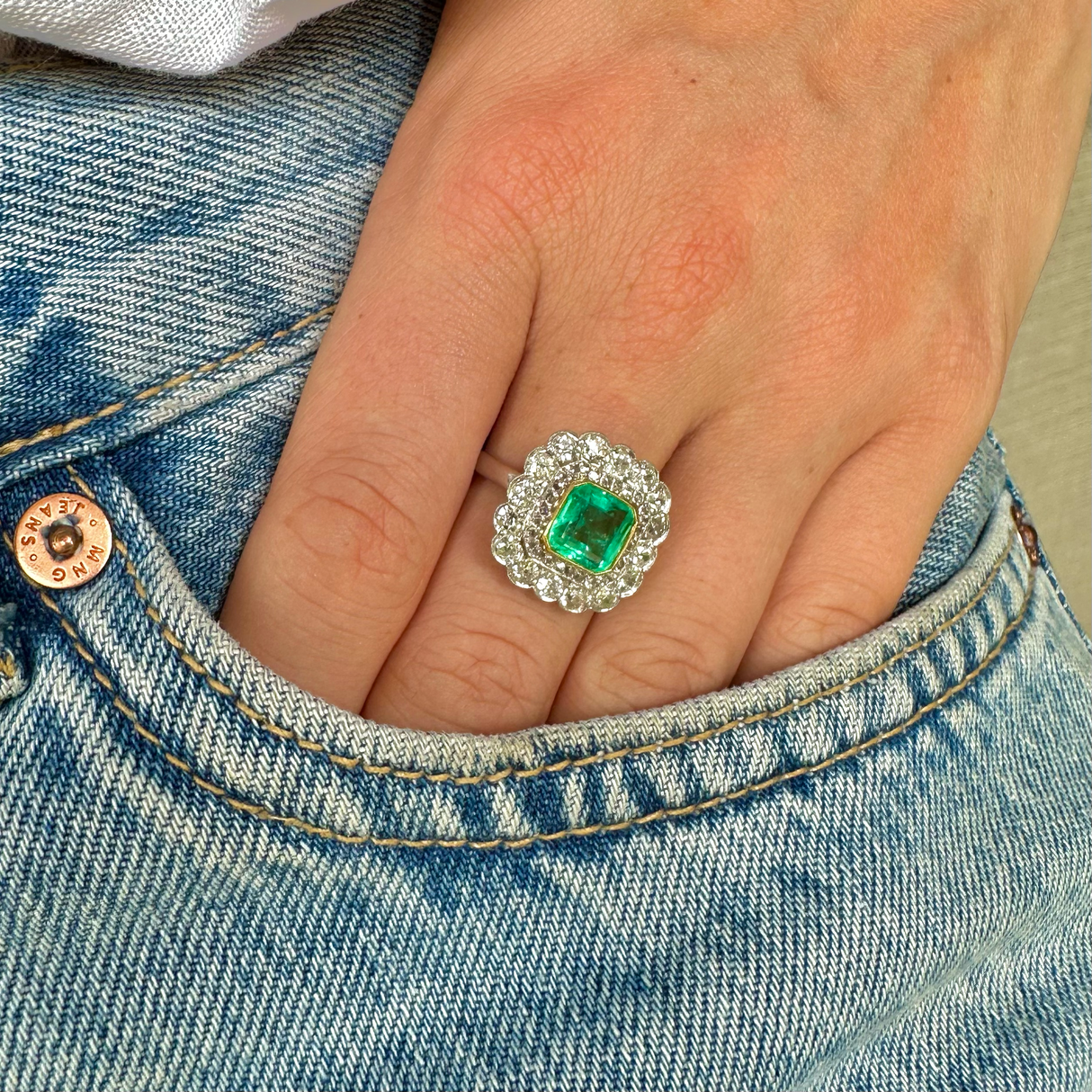 Art Deco, 1920s, platinum, emerald and diamond ring