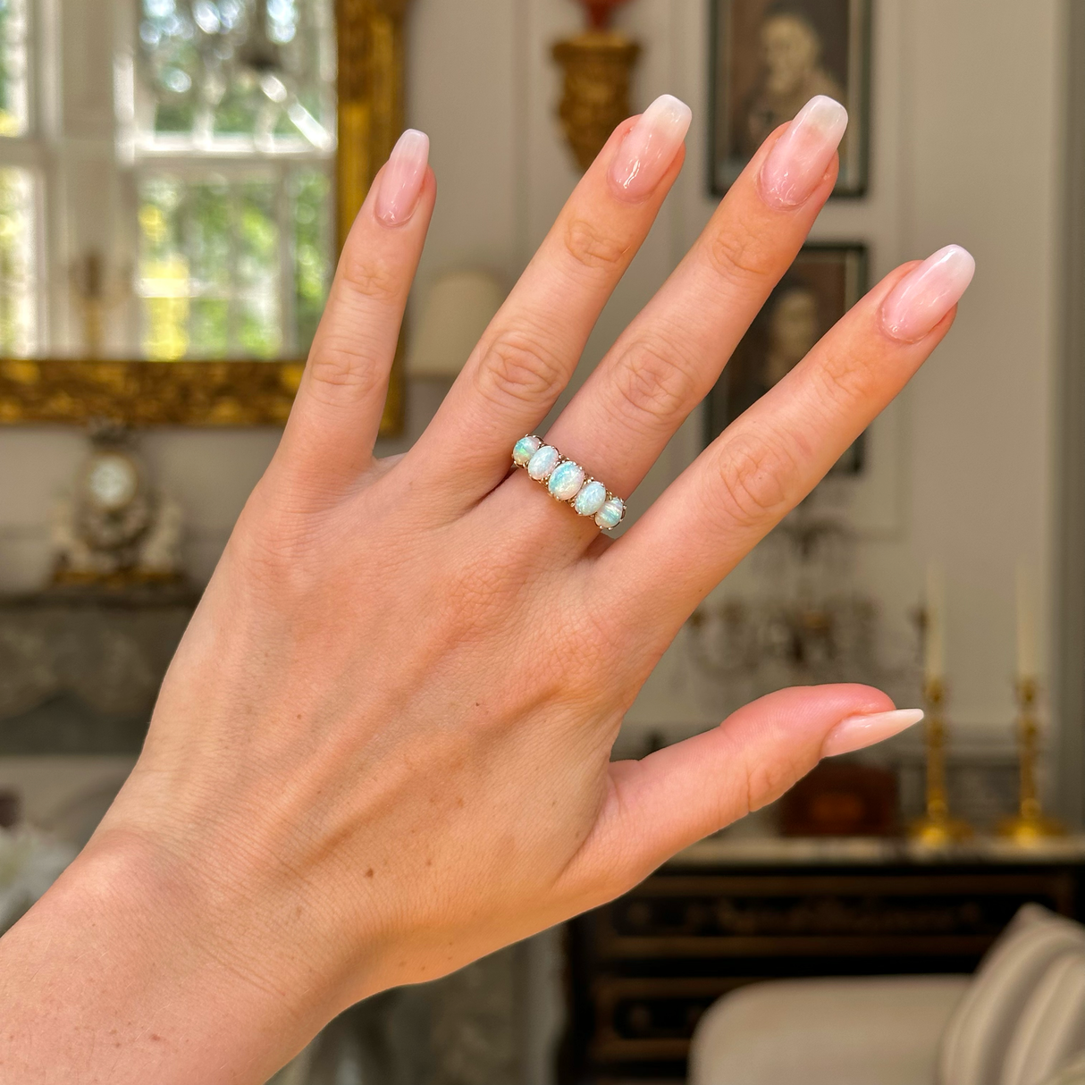 Antique, Edwardian, five-stone opal ring