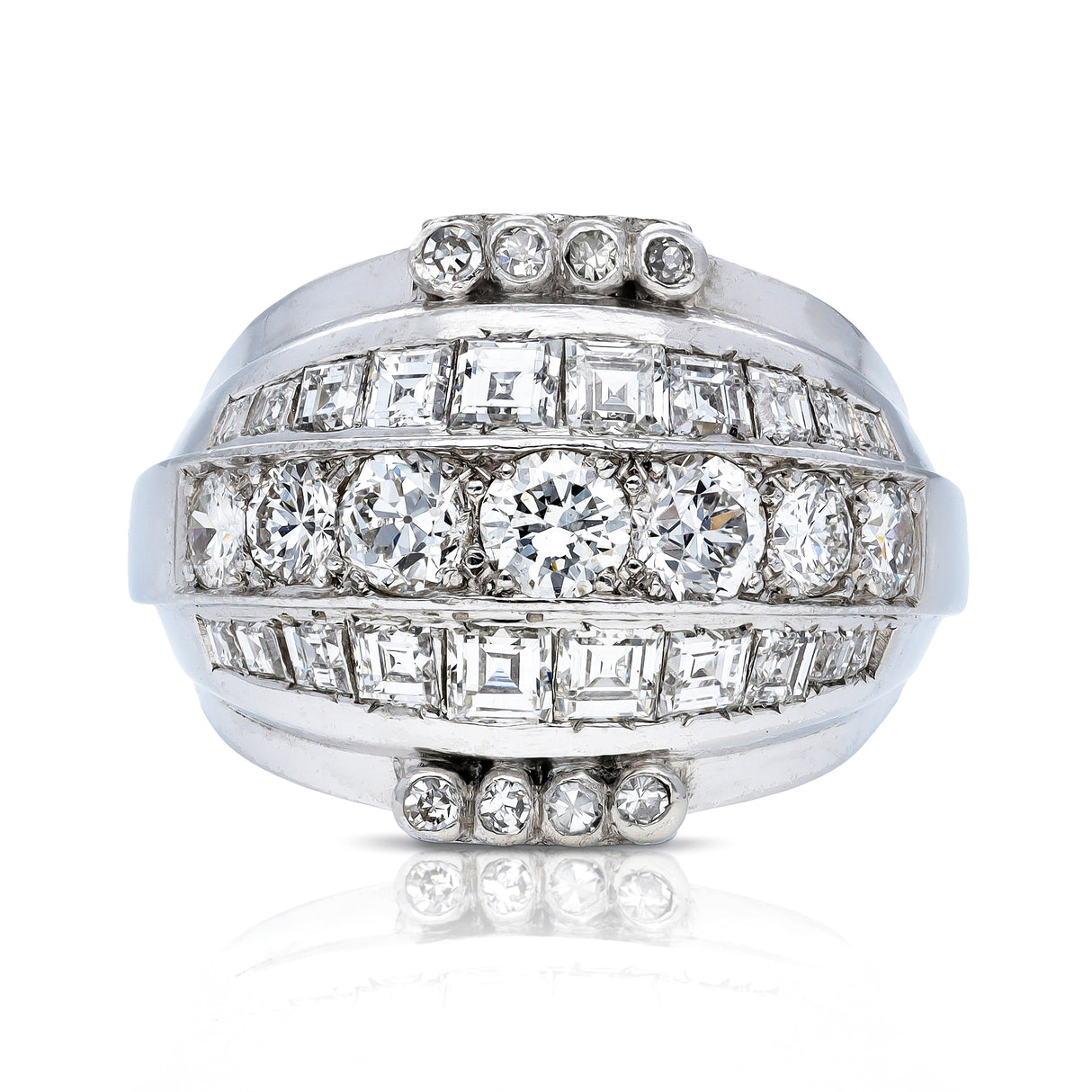 French, Art Deco 4ct diamond bombé dress ring