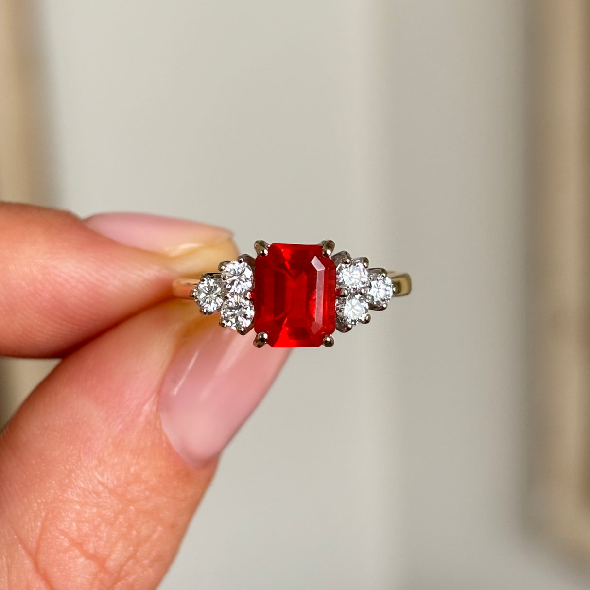 Antique vintage red fire Opal ring