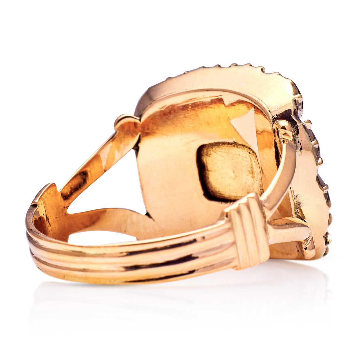 Georgian garnet cluster ring, rear view.