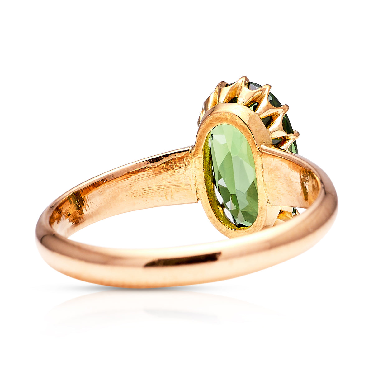 Antique, Victorian green zircon single-stone ring, 15ct yellow gold