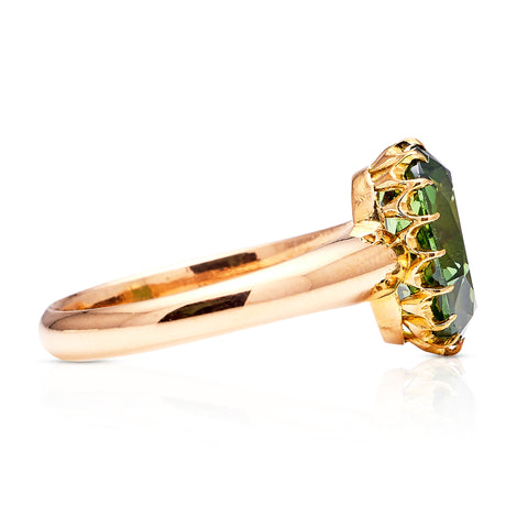 Antique, Victorian Green Zircon Single-Stone Ring, 15ct Yellow Gold