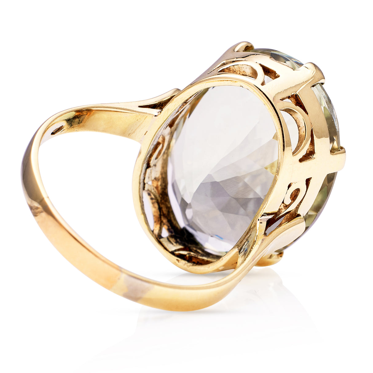 Vintage, mint quartz cocktail ring, 14ct yellow gold