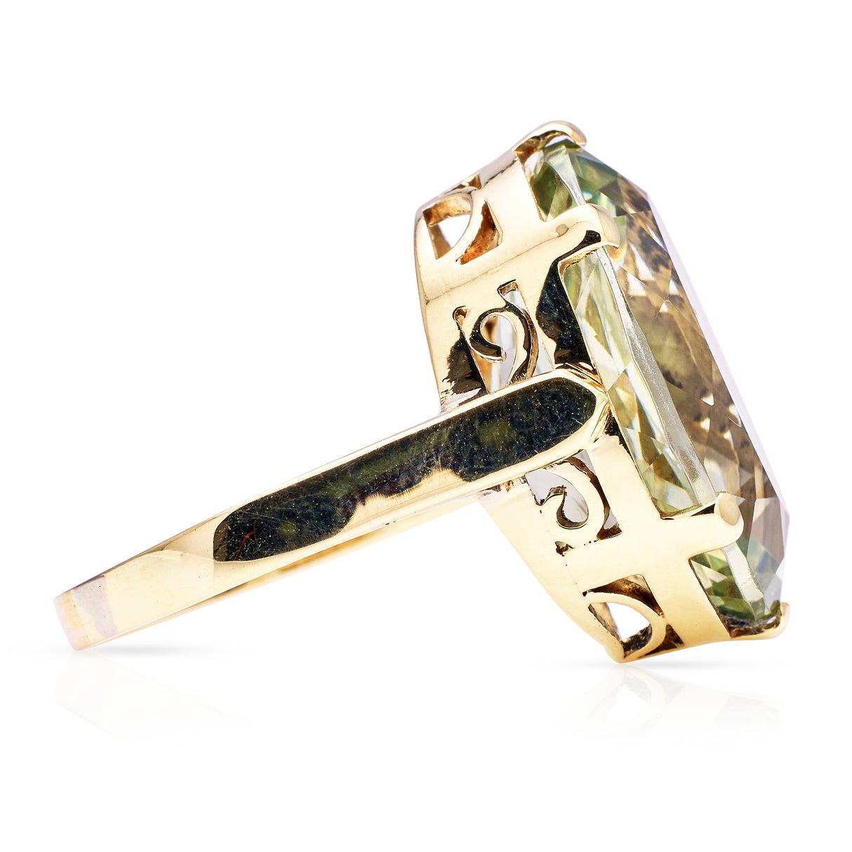 Vintage, mint quartz cocktail ring, 14ct yellow gold