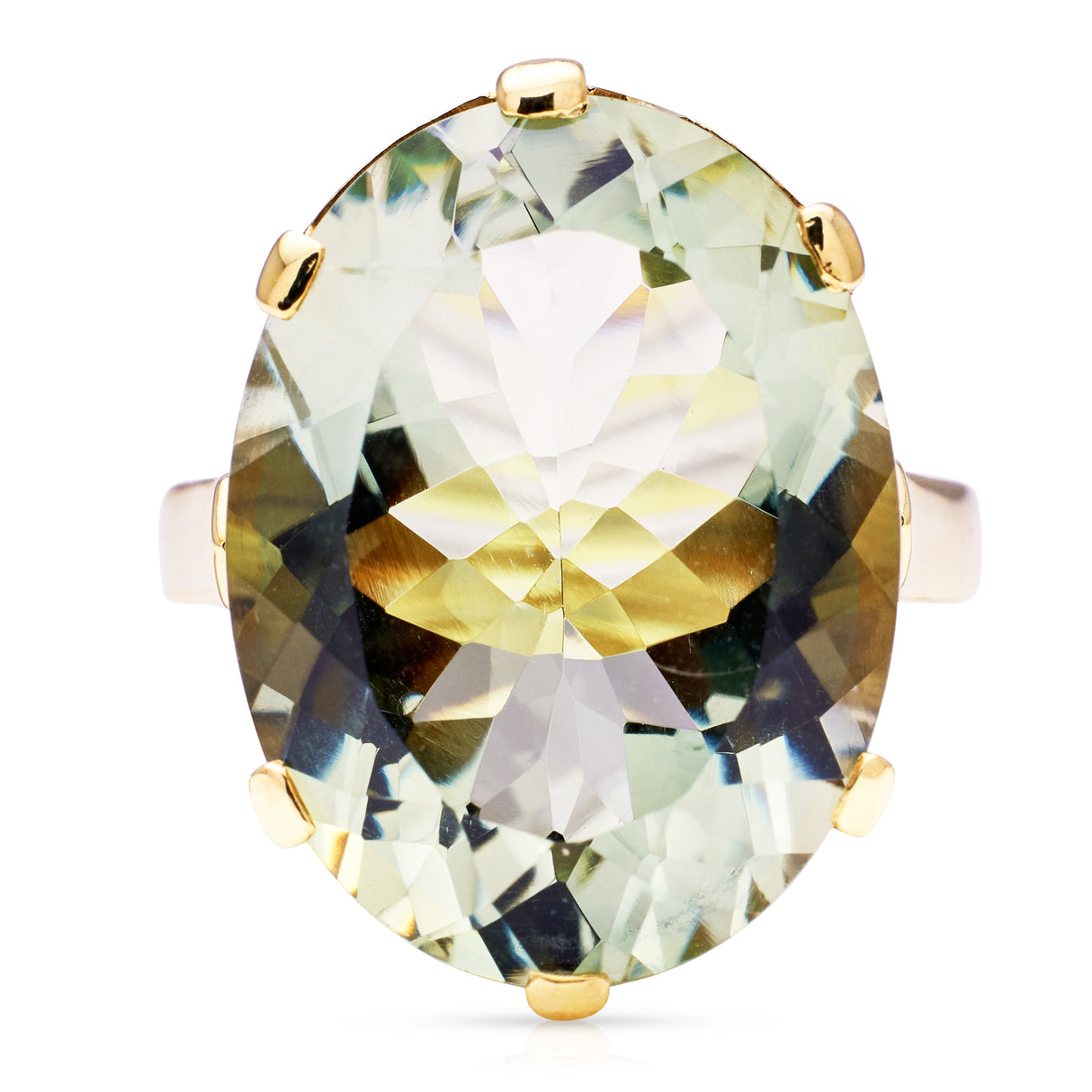 Vintage, mint quartz cocktail ring, 14ct yellow gold