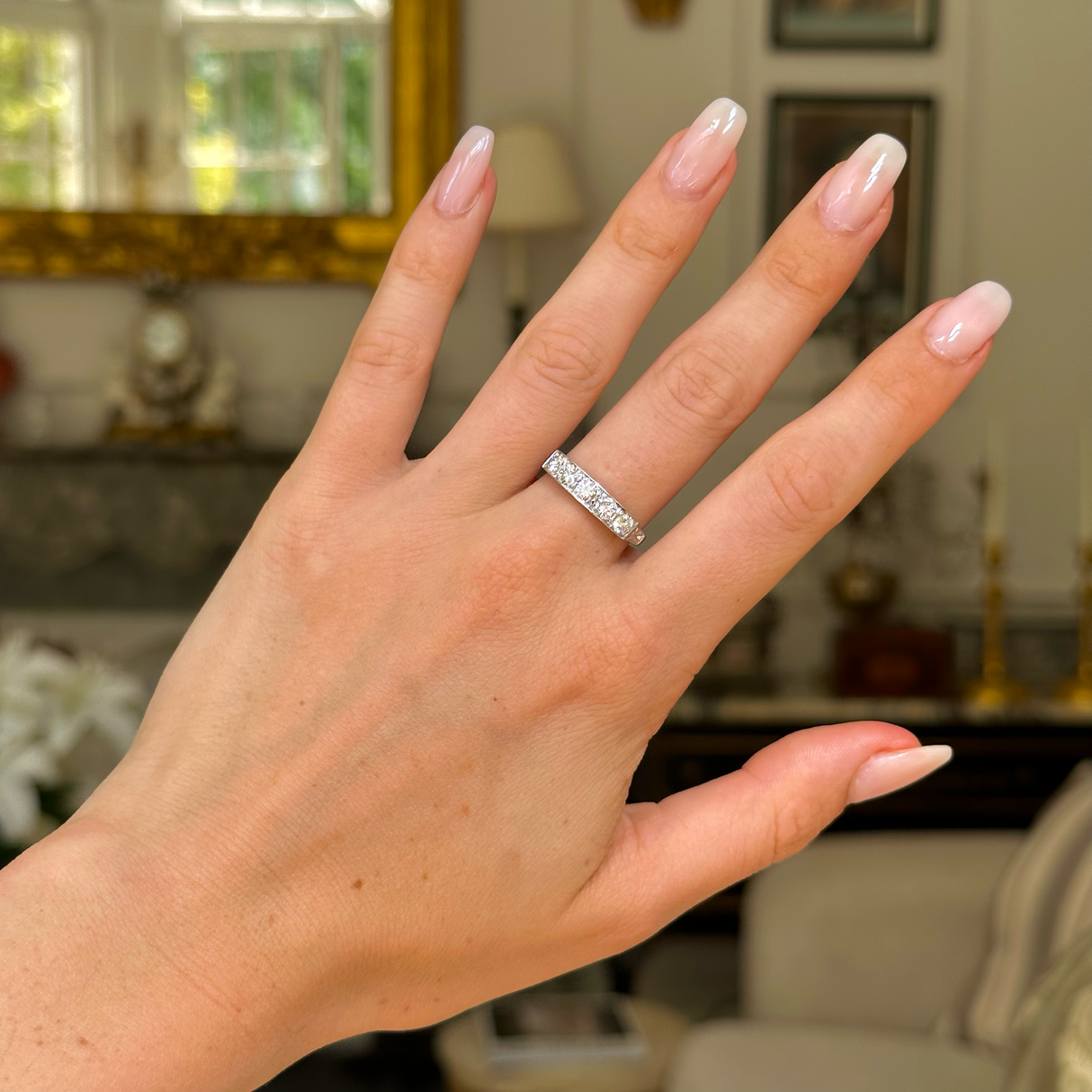 Vintage, half hoop diamond eternity ring