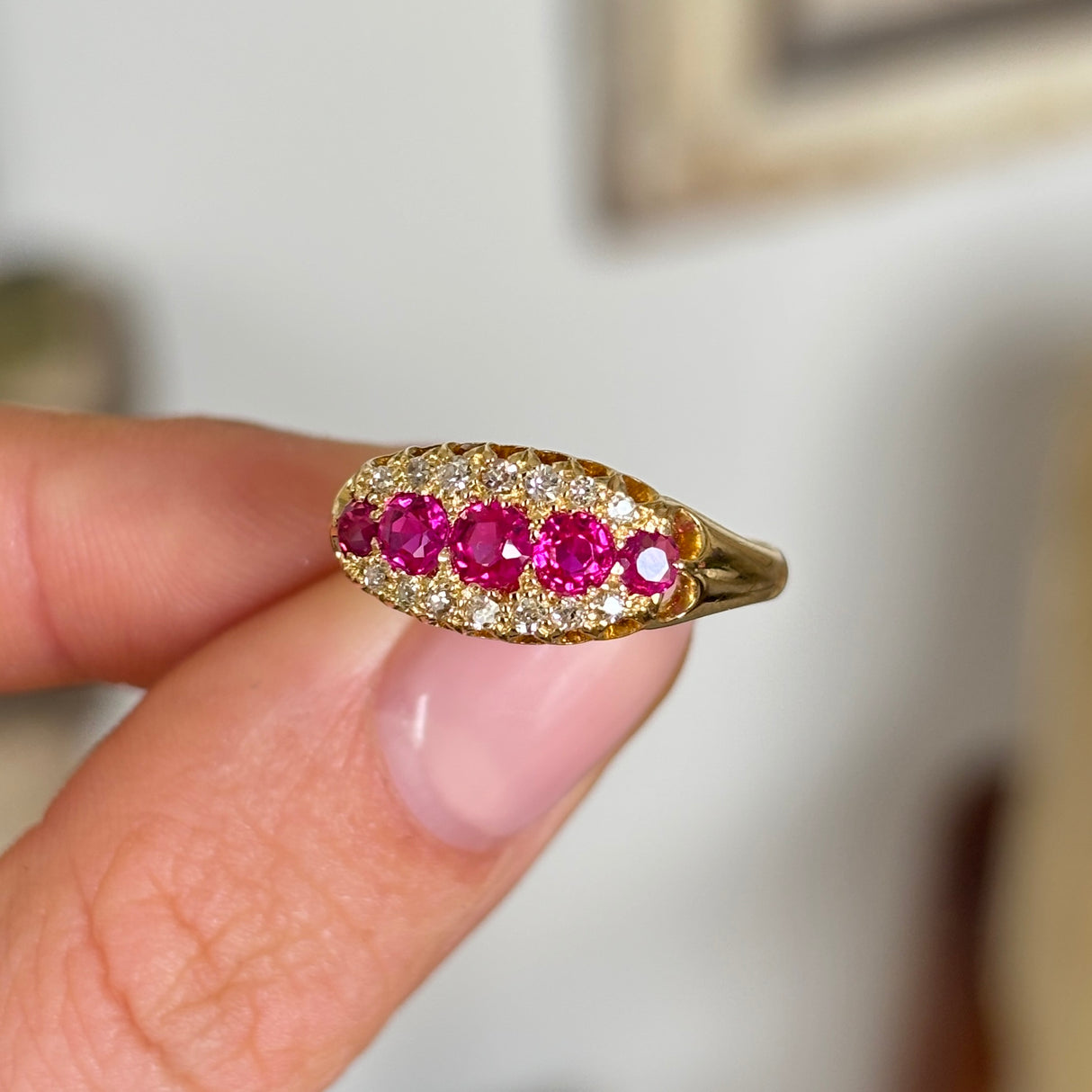Antique, Edwardian ruby & diamond cluster ring