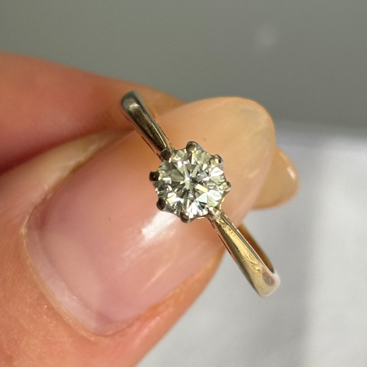 Vintage, solitaire diamond engagement ring