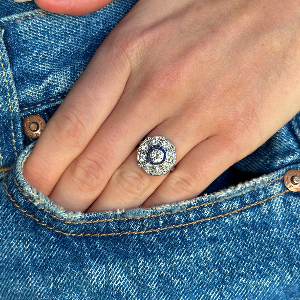 Art Deco, diamond & sapphire ring