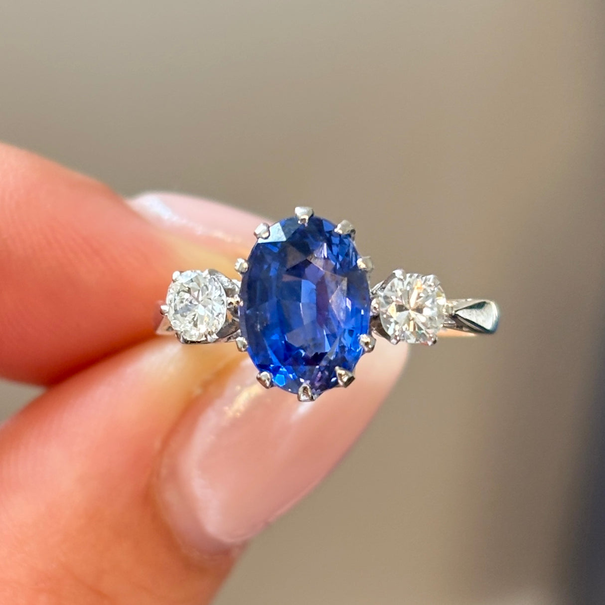 Final | Payment 2. Bespoke commission- sapphire & diamond three-stone ring