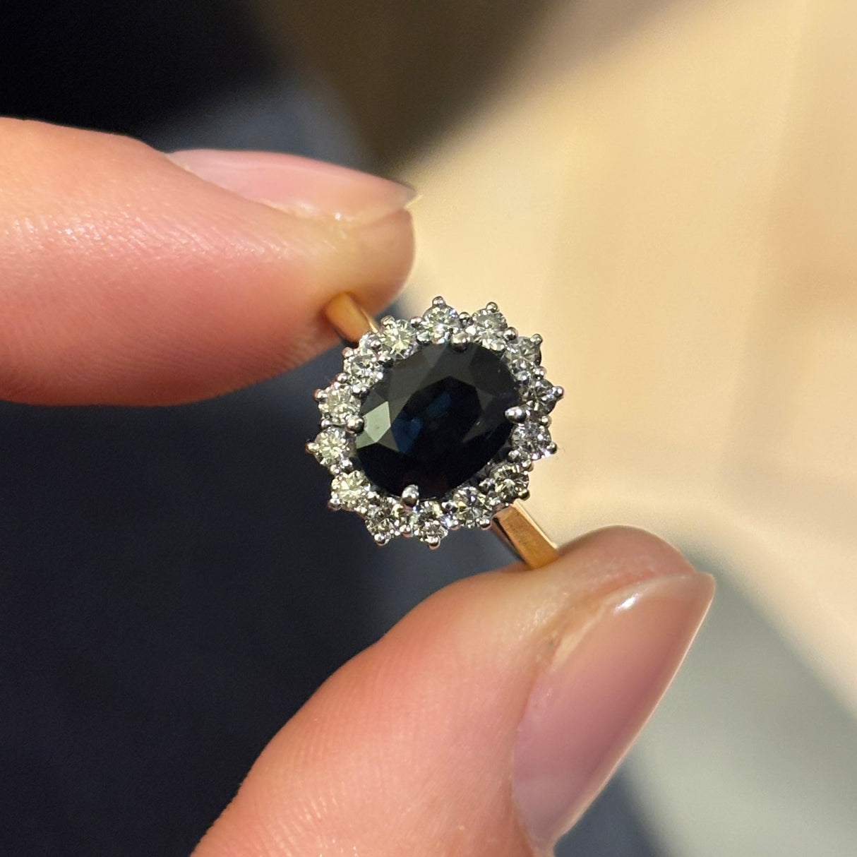 Vintage, 1980s sapphire & diamond cluster ring