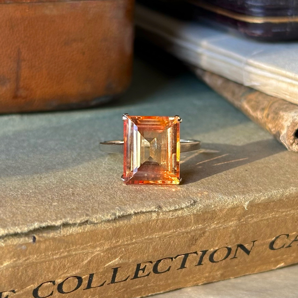 Vintage, imperial topaz single-stone ring