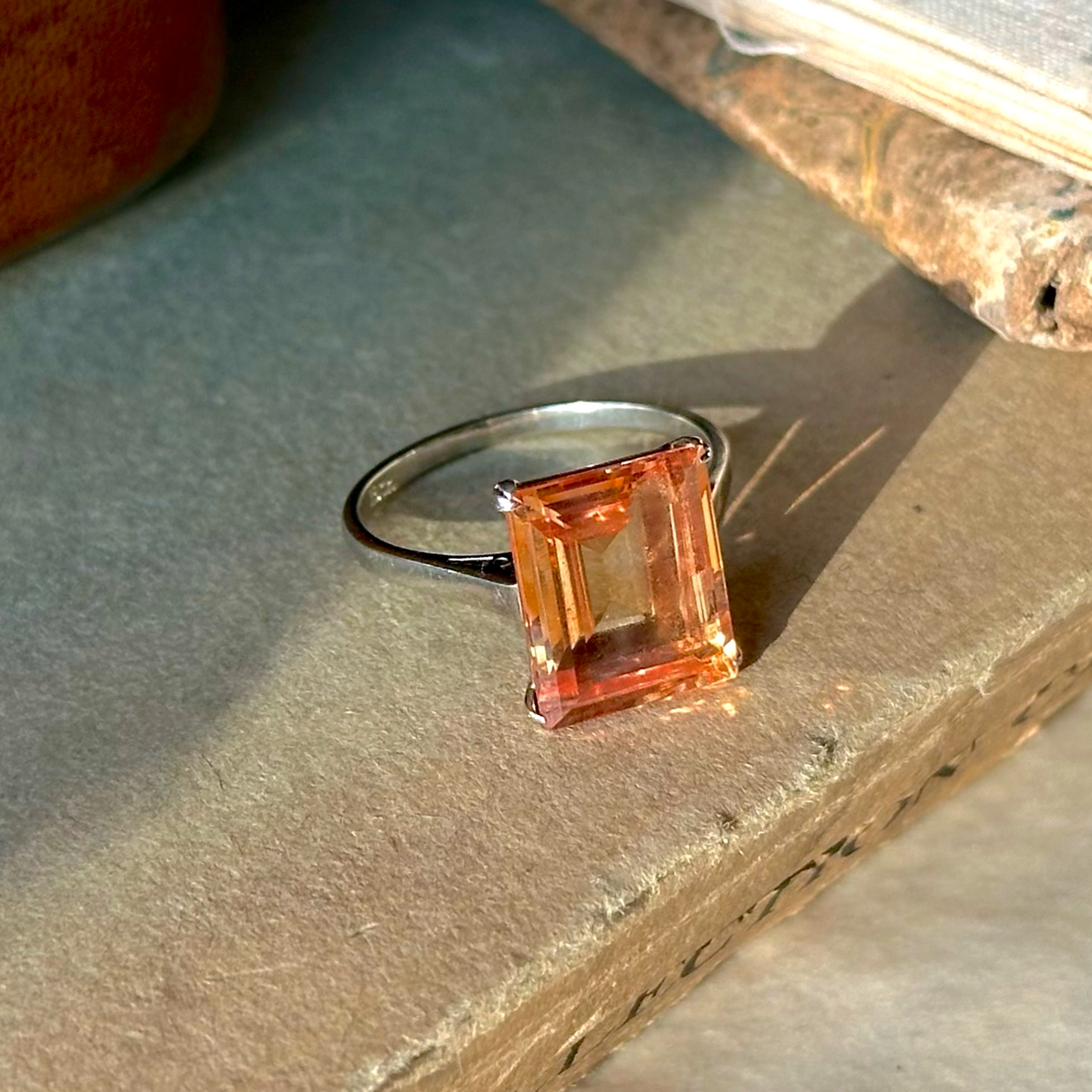 Vintage, imperial topaz single-stone ring