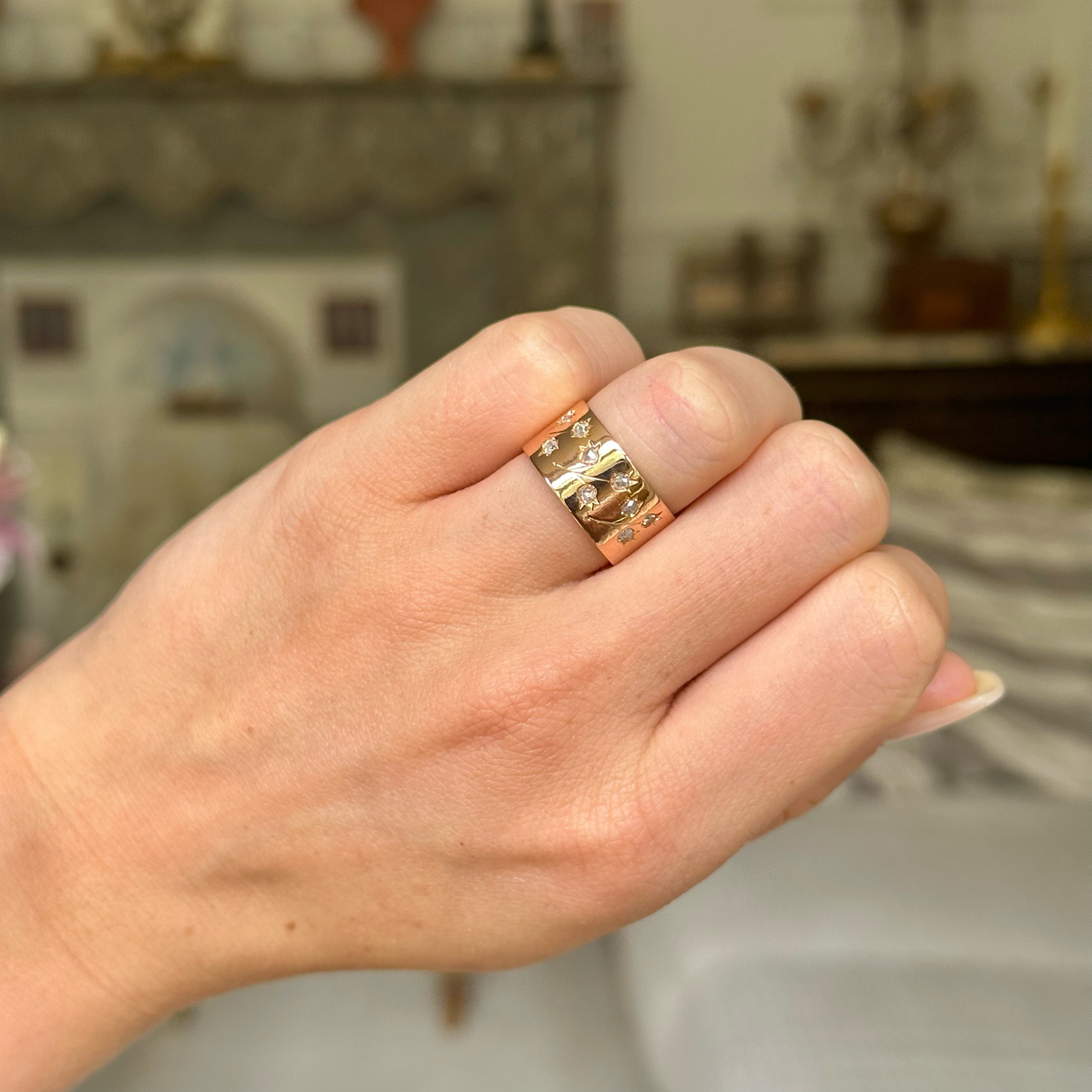 Victorian lily of the valley rose-cut diamond band