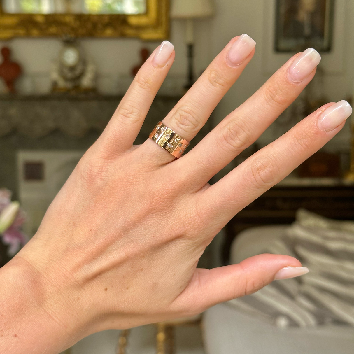 Victorian lily of the valley rose-cut diamond band