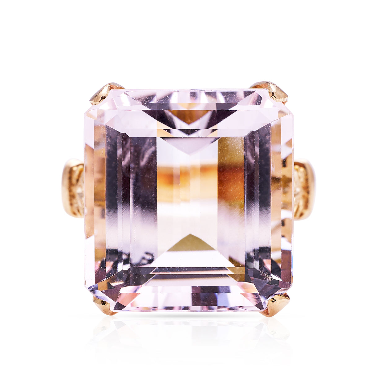 Morganite cocktail ring, front view.