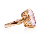 Morganite cocktail ring, side view. 