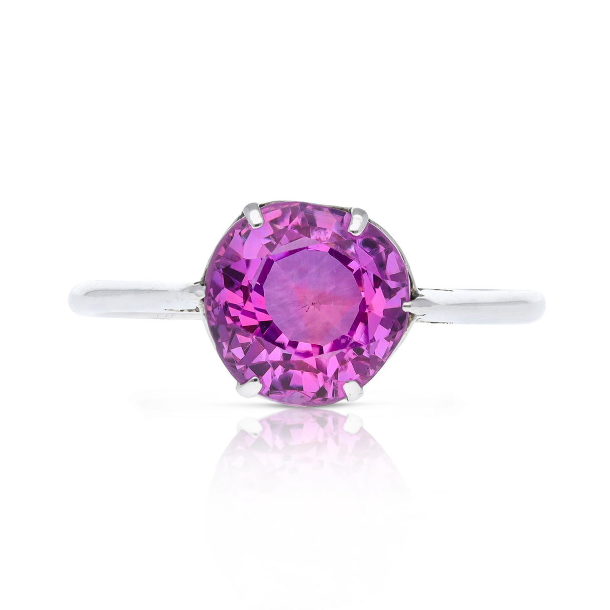 Antique, Edwardian, sri lankan 2.88ct pink sapphire solitaire ring, silver