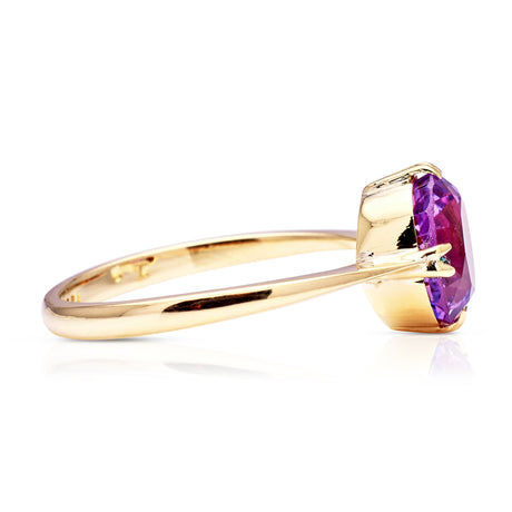 Antique, Edwardian, Early Synthetic Pink Sapphire Single-Stone Ring, 18ct Yellow Gold