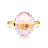Victorian, cabochon pink topaz ring, 18ct yellow gold