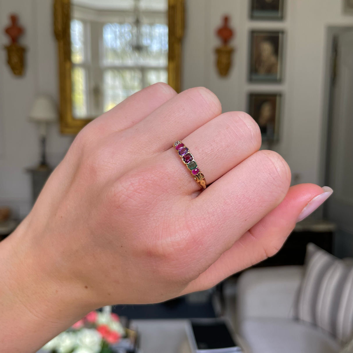 Antique acrostic 'regard' ring