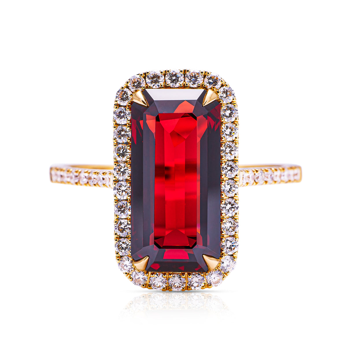 Garnet cluster ring, front view