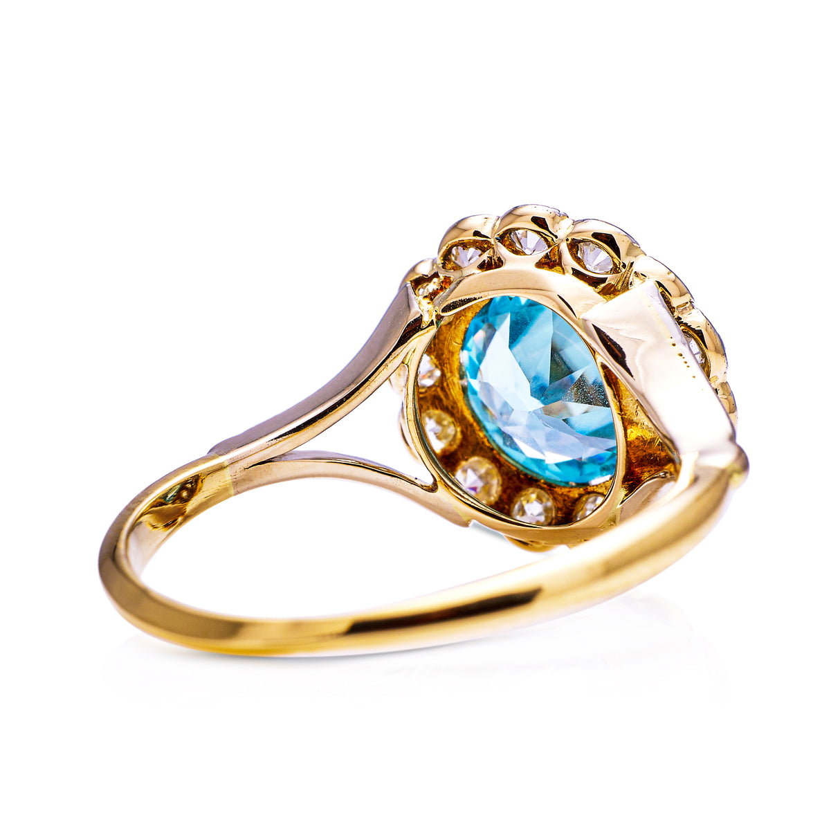 Edwardian, blue zircon & diamond cluster ring