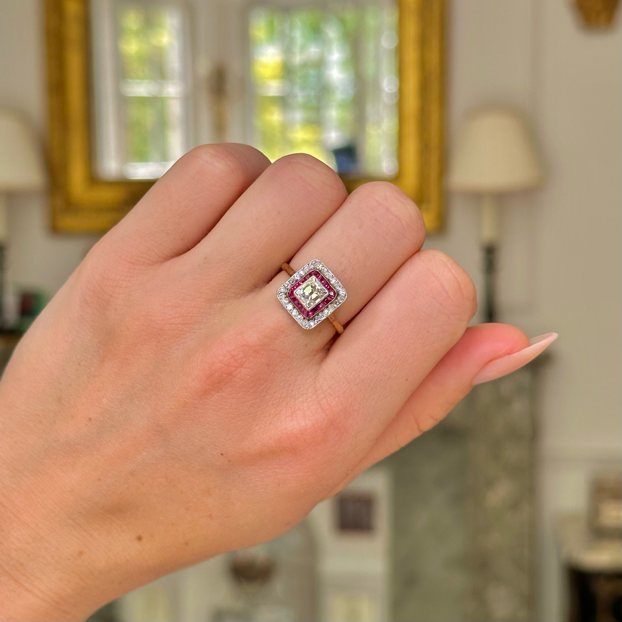 Art Deco, French, 18ct gold, diamond and ruby ring