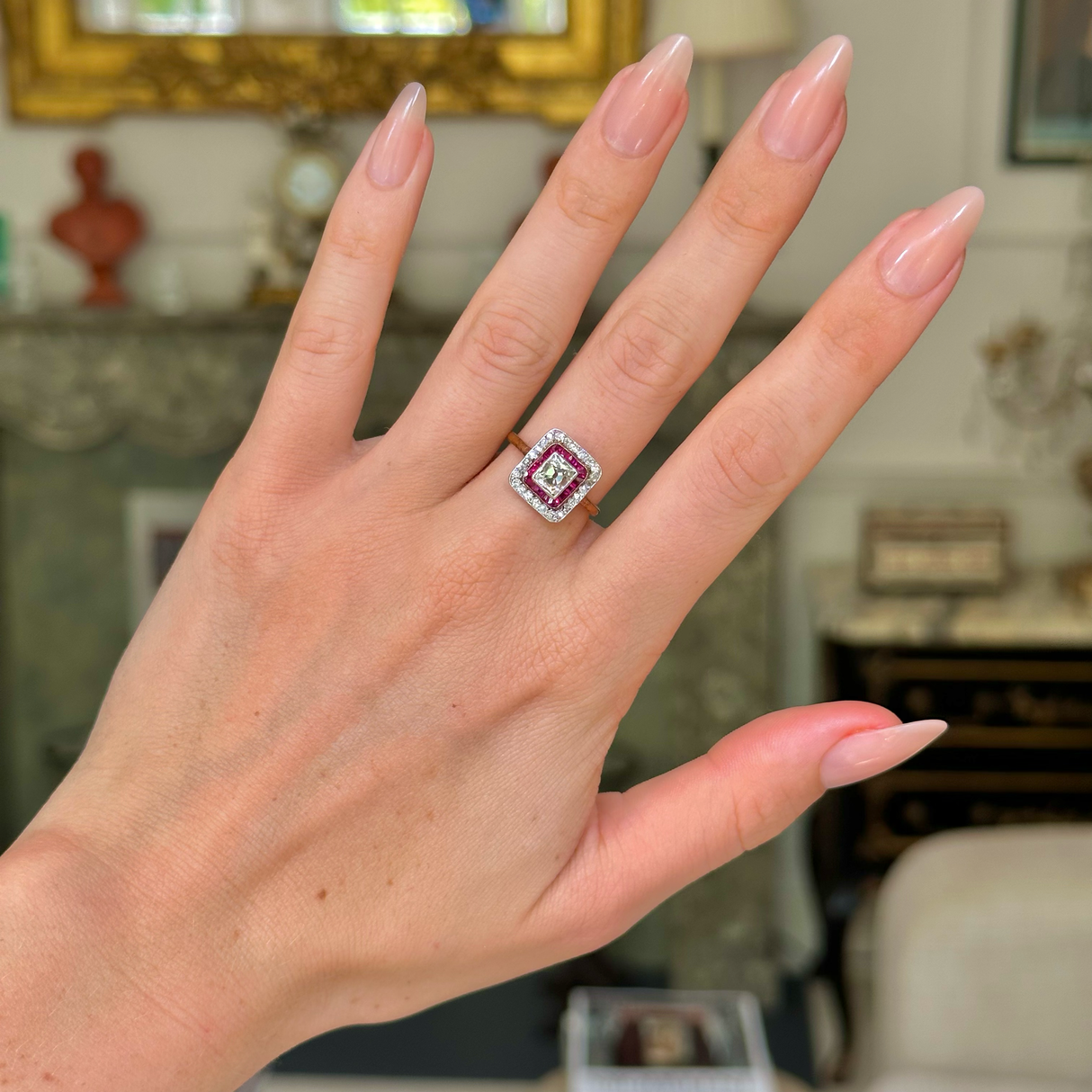 Art Deco, French, 18ct gold, diamond and ruby ring