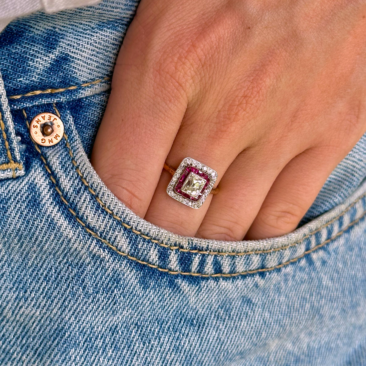 Art Deco, French, 18ct gold, diamond and ruby ring