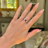 Art Deco, Burmese ruby & diamond three-stone engagement ring