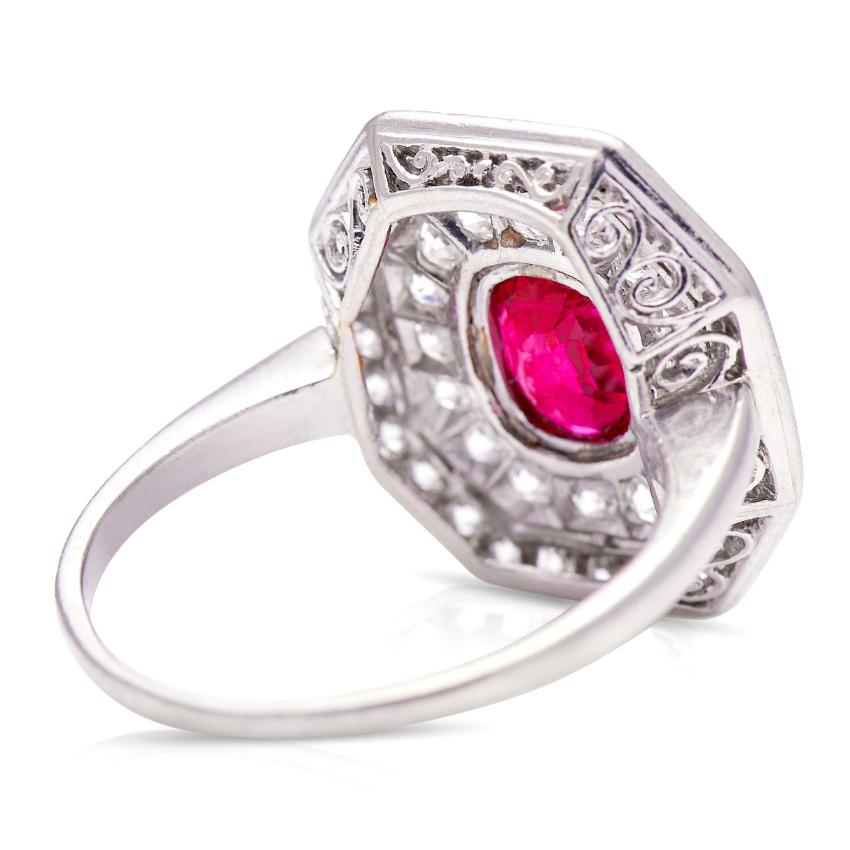 Art Deco, ruby & diamond cluster cocktail ring