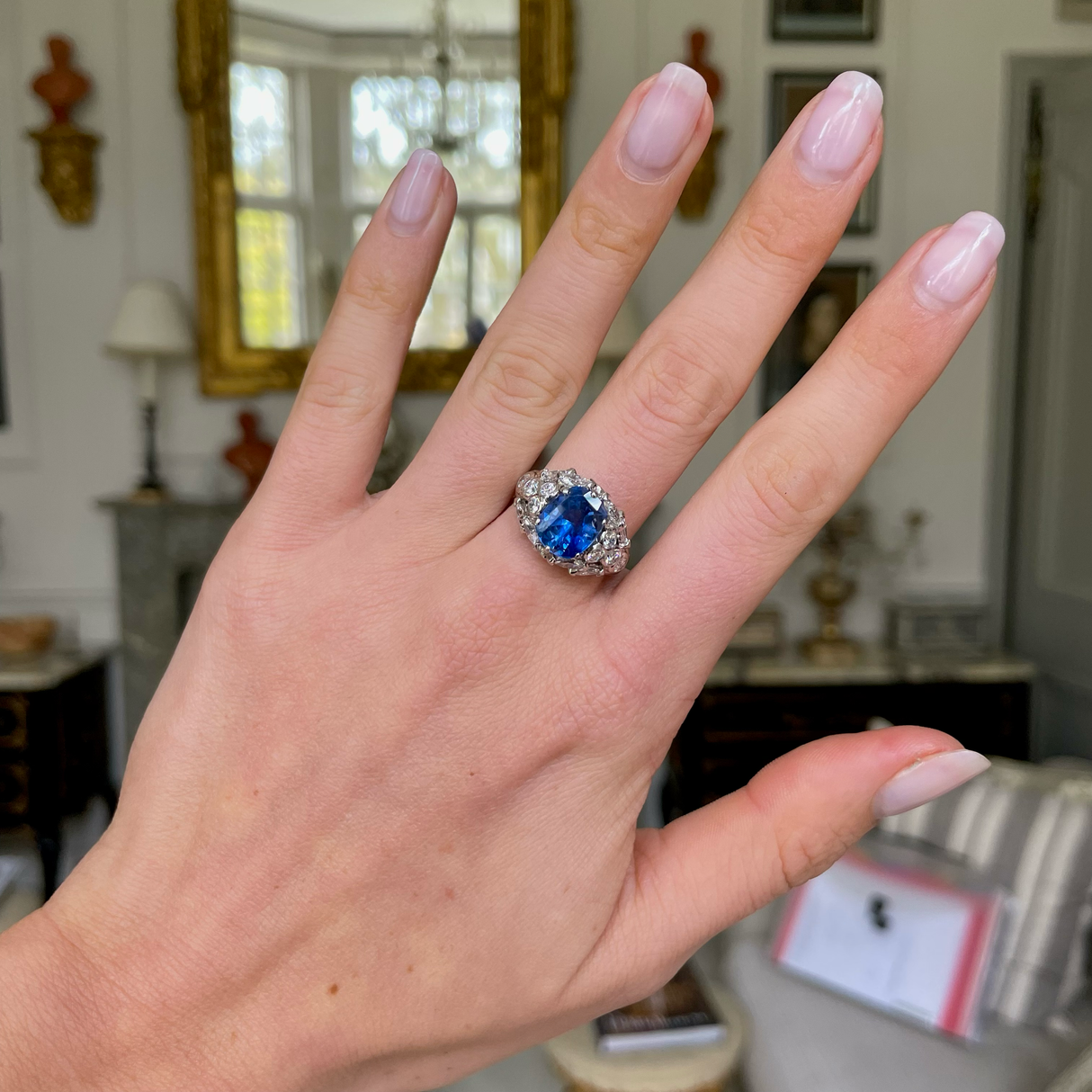 3ct ceylon blue sapphire and diamond ring, platinum