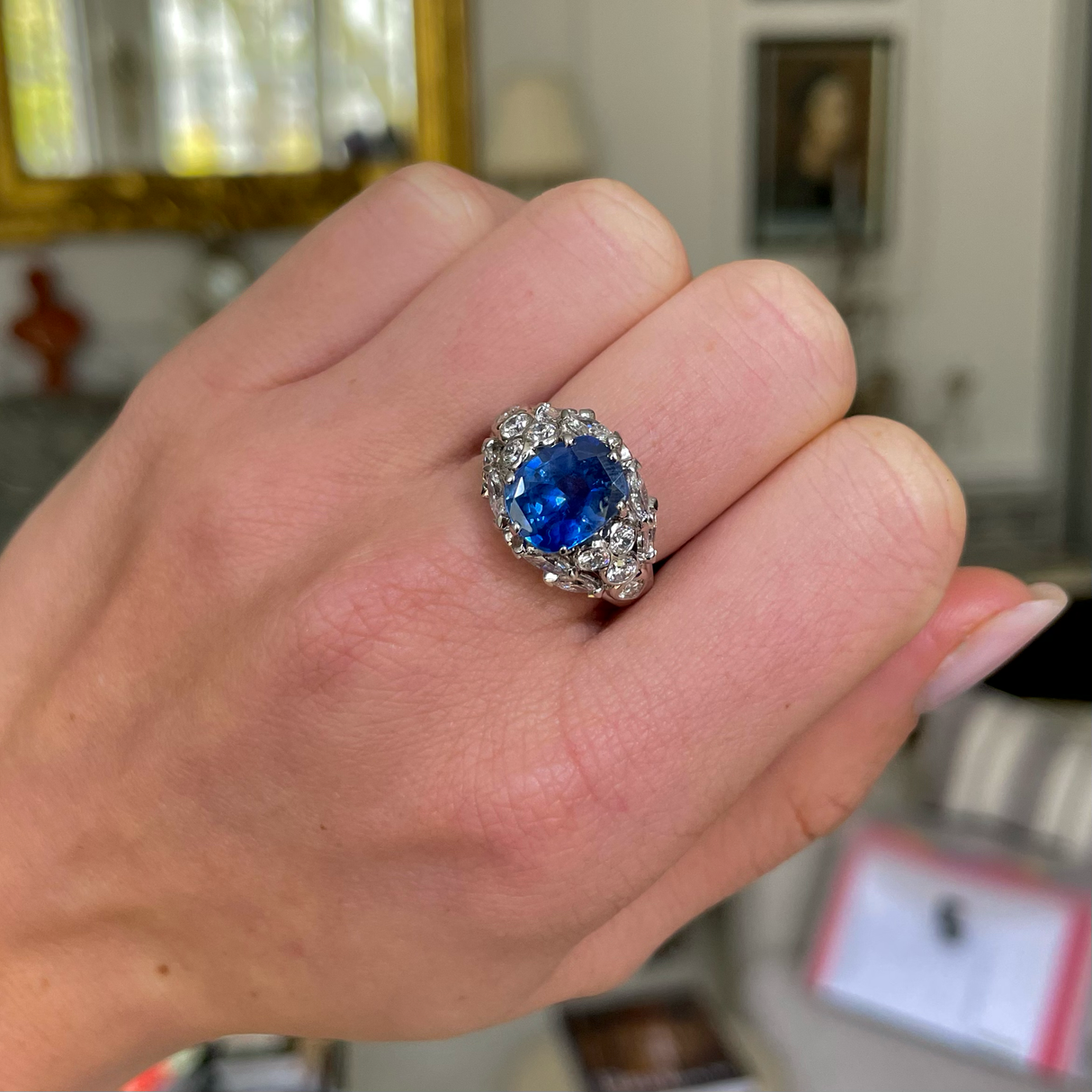 3ct ceylon blue sapphire and diamond ring, platinum