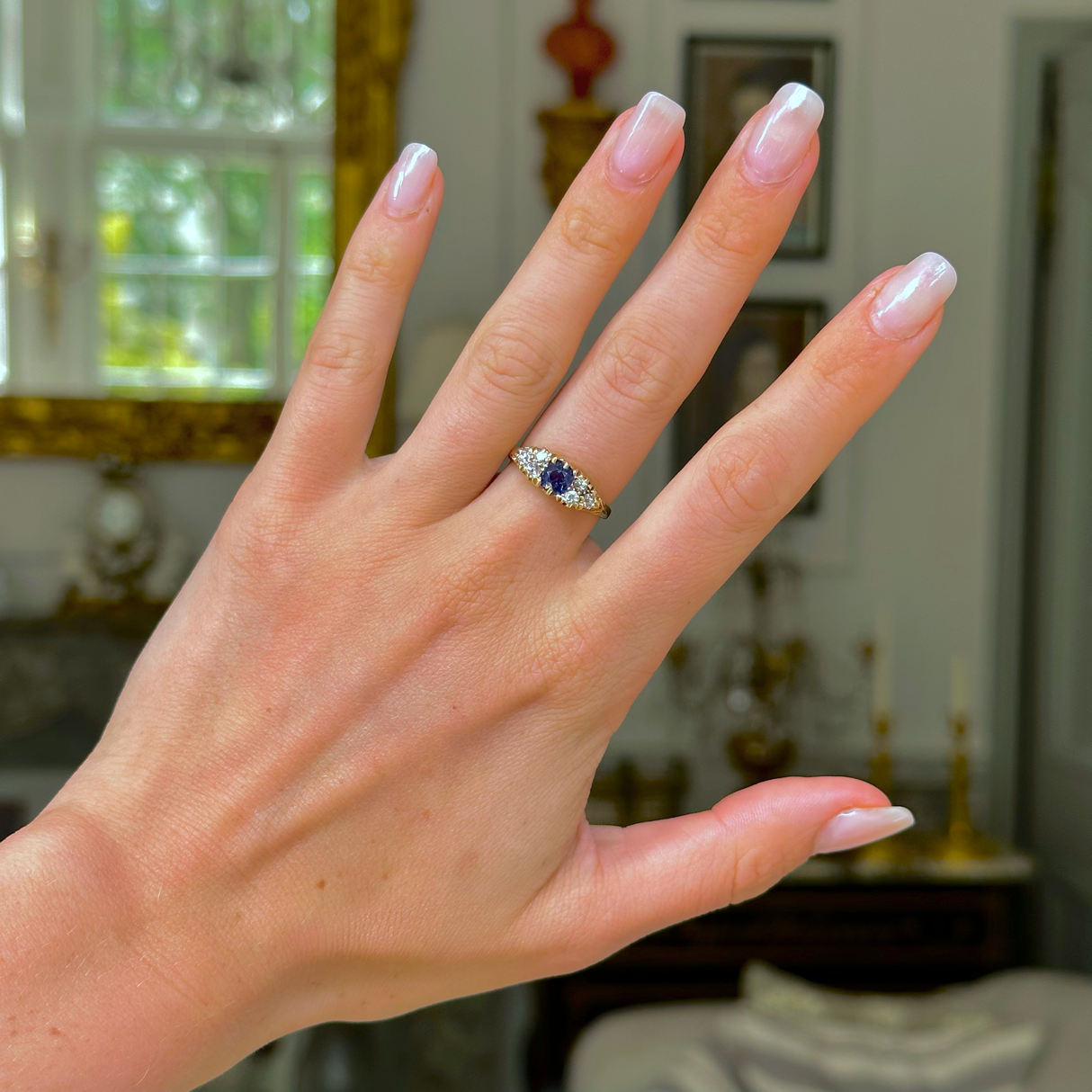 Victorian sapphire & diamond engagement ring, 18ct yellow gold