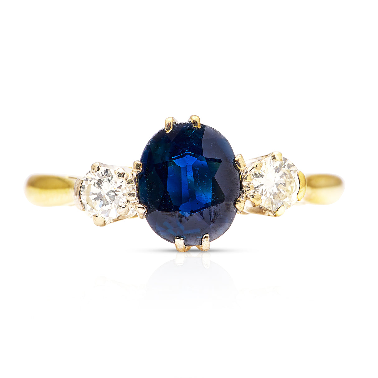 Vintage, Art Deco sapphire and diamond three-stone ring