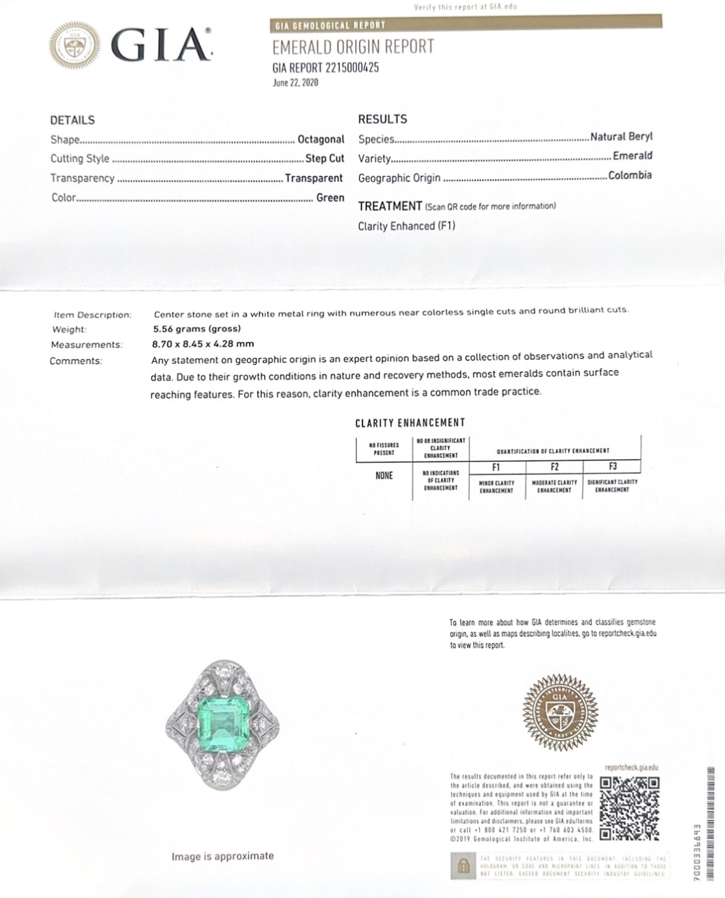 Art Deco Colombian emerald & diamond cocktail ring