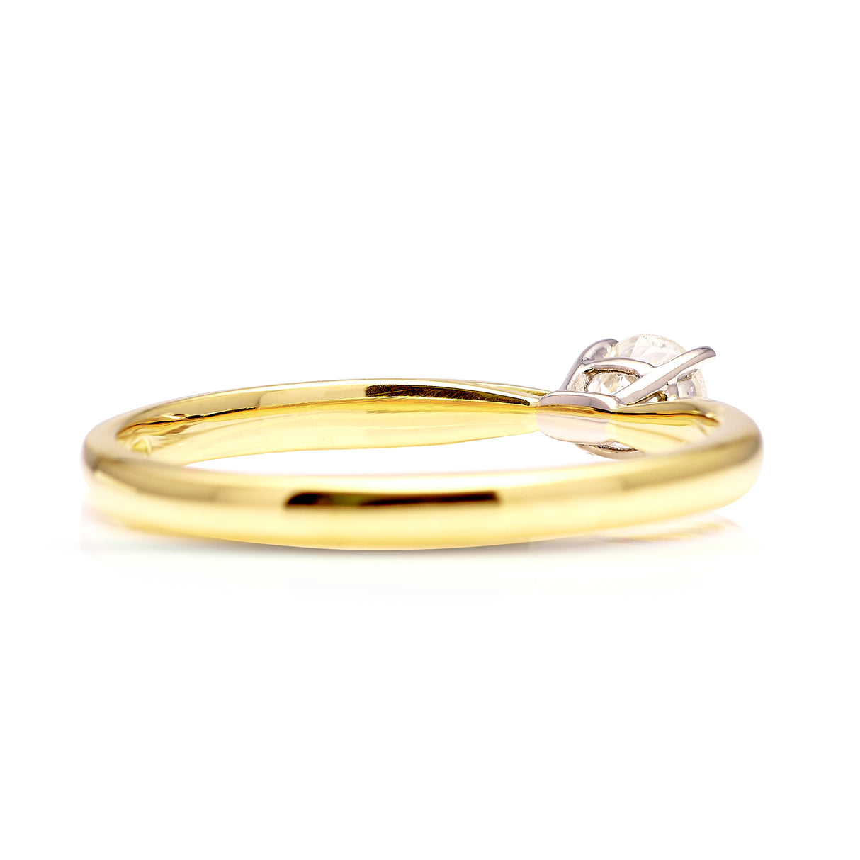 Contemporary, solitaire old cut diamond engagement ring, 18ct yellow gold