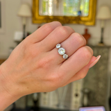 Vintage | Art Deco, platinum, large diamond three-stone ring