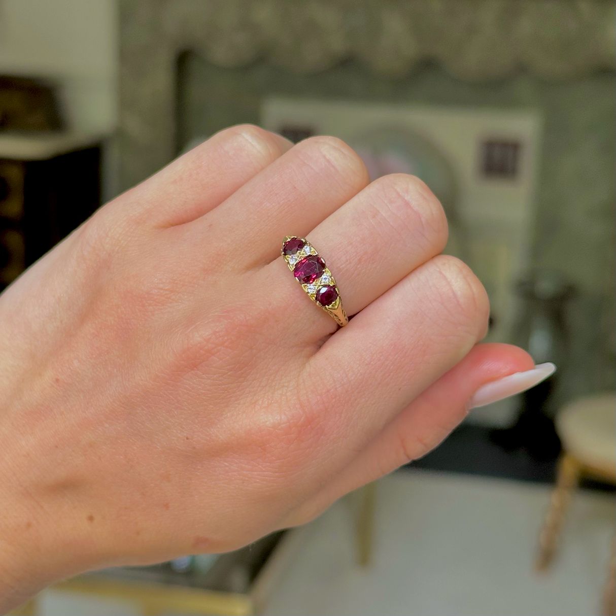 Vintage ruby and diamond engagement ring, 18ct yellow gold