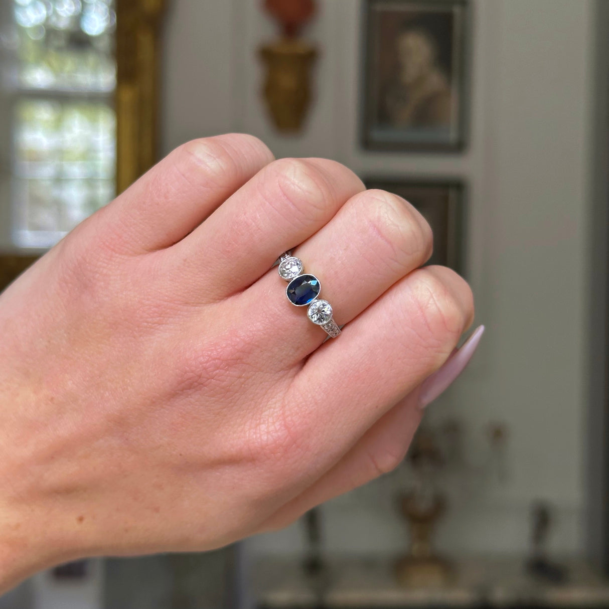 Edwardian, sapphire & diamond engagement ring